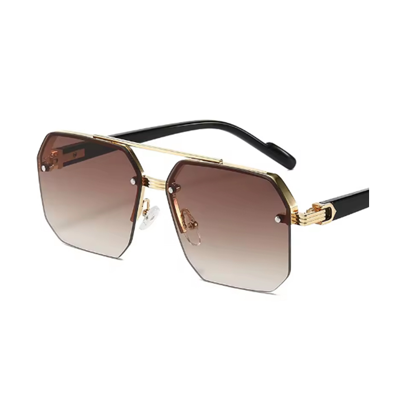 نظارات شمسية معدنية متدرجة مربعة بدون إطار للرجال